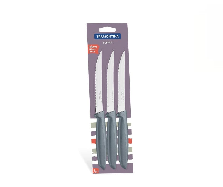 Tramontina 3 piece Braai and Fruit Knife Set - Grey